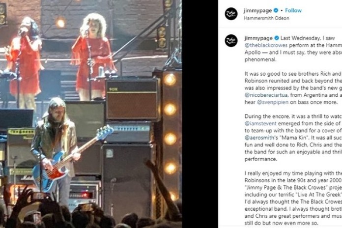 El posteo de Jimmy Page en su cuenta oficial de Instagram. Foto: IG