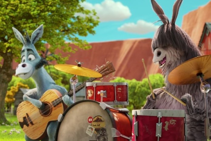 La banda Los Botes Viejos, compuesta por dos burros y la pony.