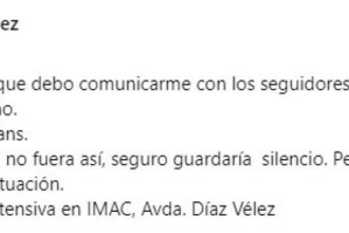 El posteo del hermano de Javier Martinez en la cuenta de Facebook del músico.