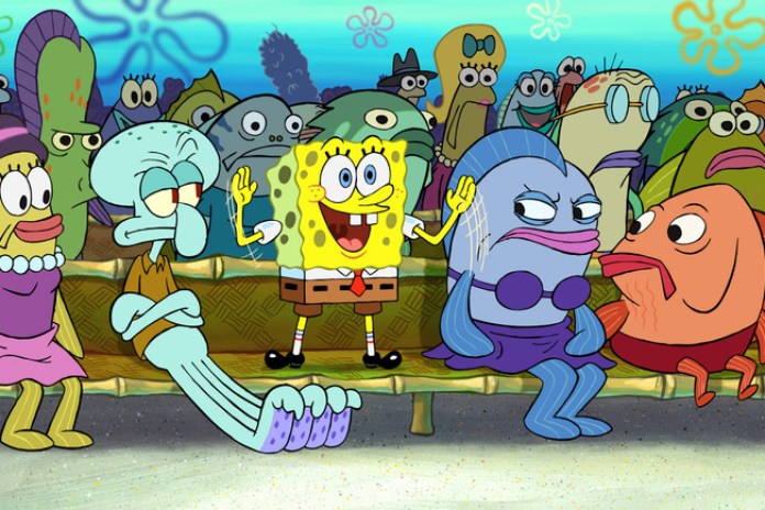 Bob Esponja junto a los personajes secundarios de la tira.