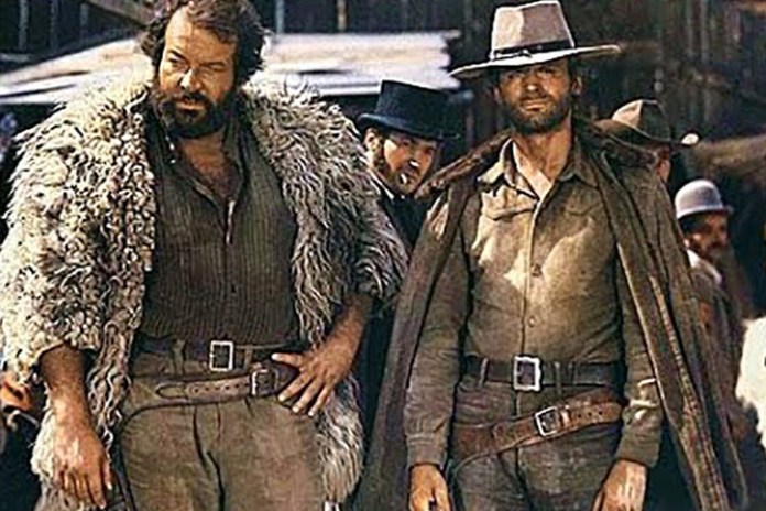 Junto a Bud Spencer en una de las películas de Trinity. El era el pillo y astuto, su compañero, el cascarrabias y bruto.