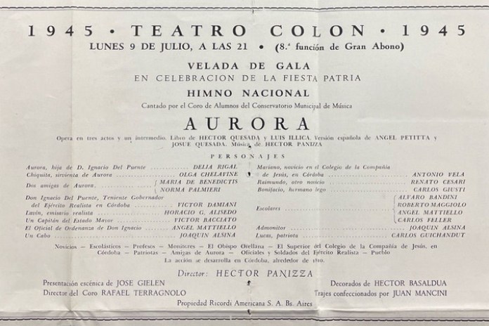 El programa de "Aurora", de cuando fue su reestreno en 1945. Ya era en castellano y entre el público estaba el general Edelmiro Farrel y el entonces coronel Juan Domingo Perón.
