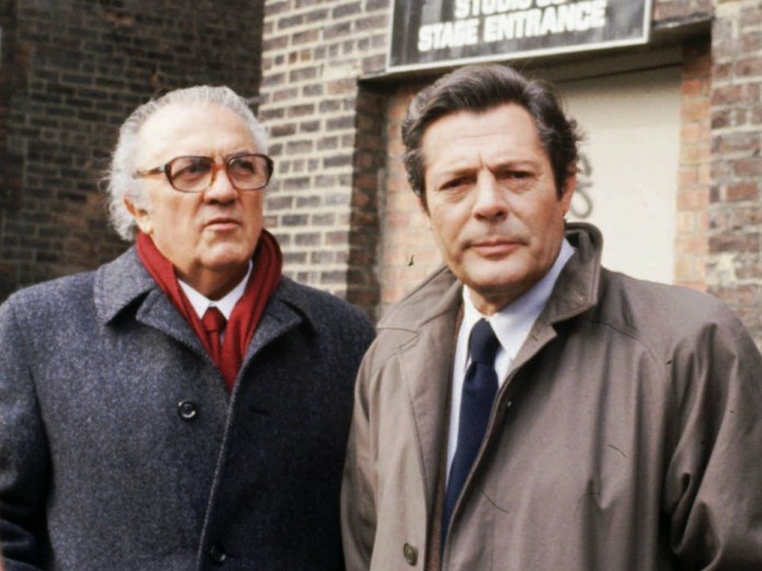 Con Federico Fellini. Era su alter ego en la pantalla.