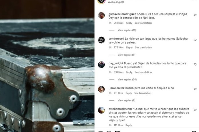 Los comentarios de los fans de Los Piojos, tras sus posteos en Instagram.